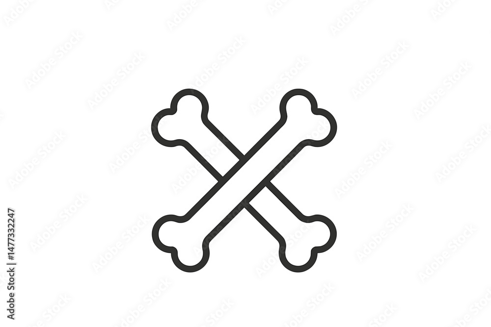 Crossed bones vector icon representing danger, warning, or pirate themes in a minimalistic design suitable for various applications Crossed bones vector icon representing danger, warning, or pirate themes in a minimalistic design suitable for various applications