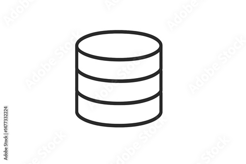 Vector icon representing a database with three stacked disks for data storage
