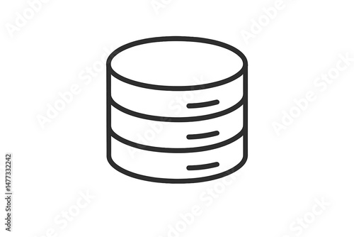 Vector icon depicting a stacked database design with three horizontal layers for representing data storage