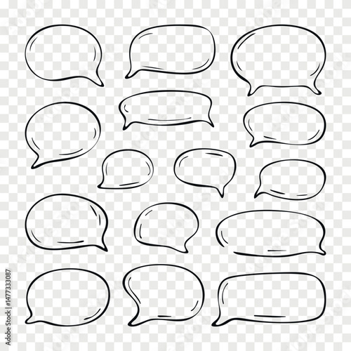 Doodle speech bubbles vector icon set