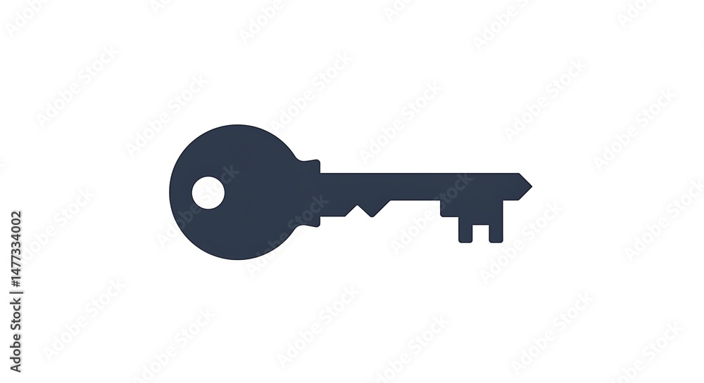 Simple Key Illustration on White Background for Security Concepts Simple Key Illustration on White Background for Security Concepts