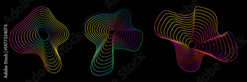 Wave Organic Shape Abstract Lines. Gradient  Vector Ripple Circles