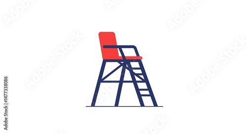 Standing Tall Red Safety Chair with Ladder for Beach and Water Safety
