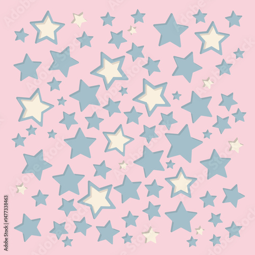 Layered card with stars. Paper cut out design. Shadow box style. 3D design.