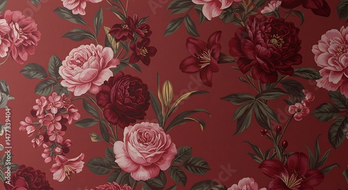 Wallpaper Mural Crimson Bloom Rhapsody Torontodigital.ca