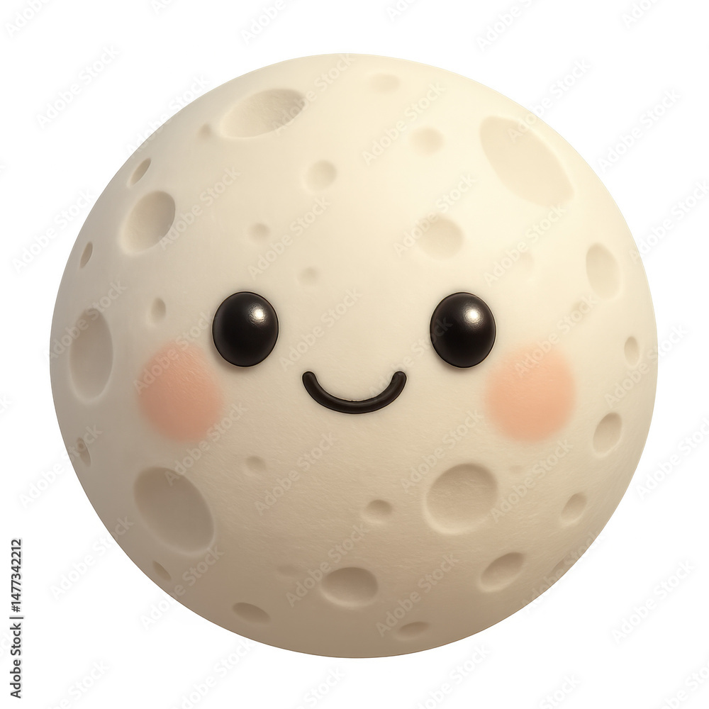 Fototapeta premium Cute full moon 3d illustration in space astronomy galaxy and cosmos concept