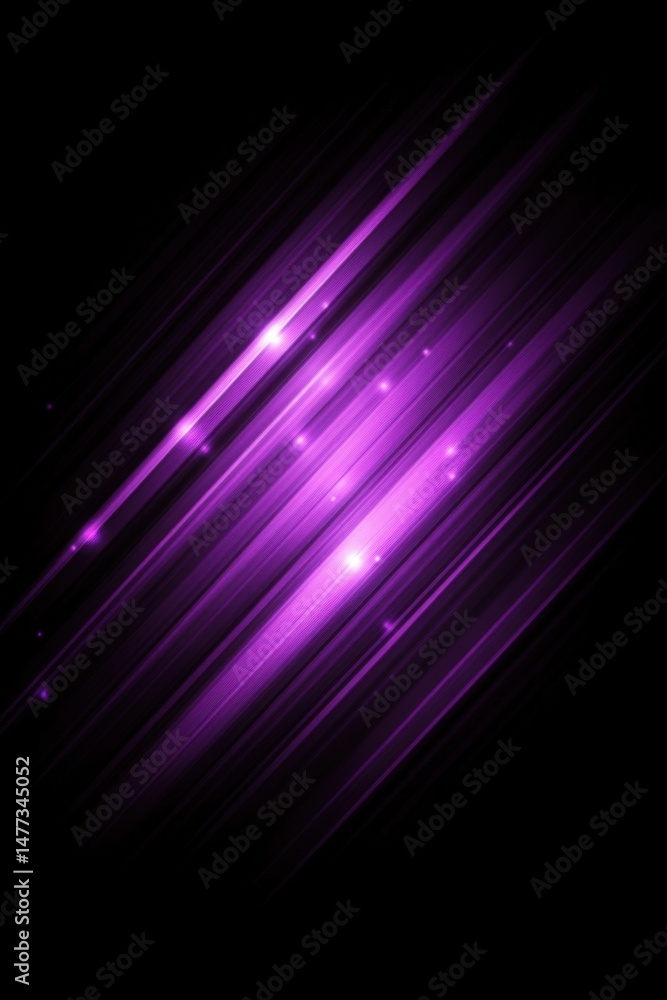 Fototapeta premium Abstract purple light streaks on black background diagonal view shining bright modern design concept