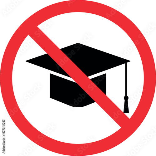 No graduation sign. Forbidden signs and symbols.