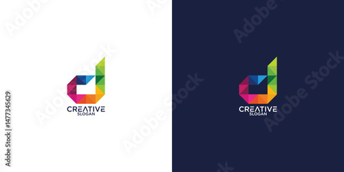 initial letter d abstract geometry logo design vector