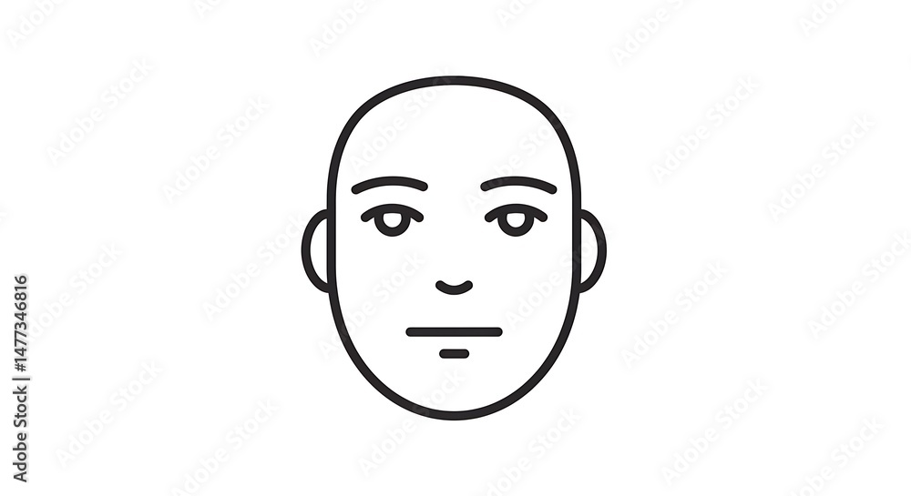 Human Face Outline, Minimalist Design, Linear Style Human Face Outline, Minimalist Design, Linear Style