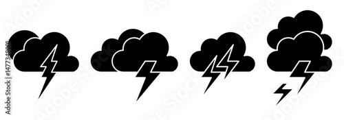 thunder cloud icon sheet vector symbol of weather illustration