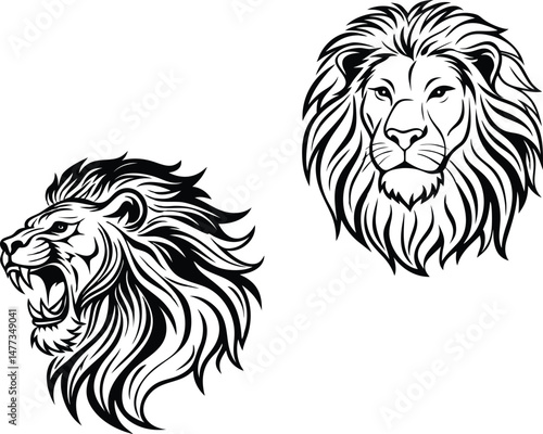 Lion Shallotte with vector and vector art black