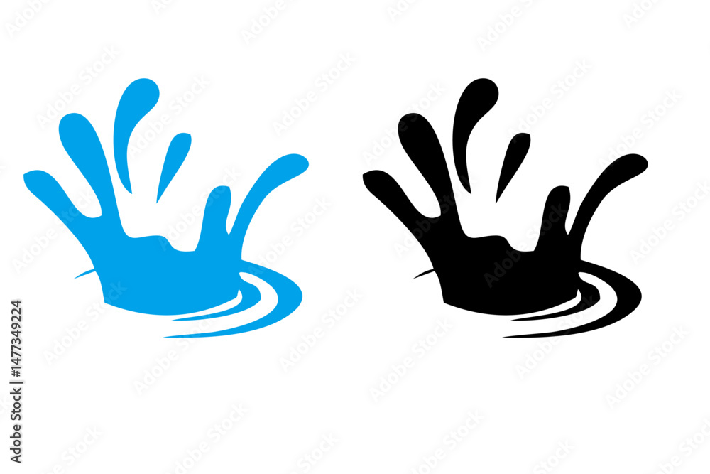Fototapeta premium Splash water vector black and blue set icon. Fresh droplet isolated black and blue set icon. Vector illustration splash water on white background