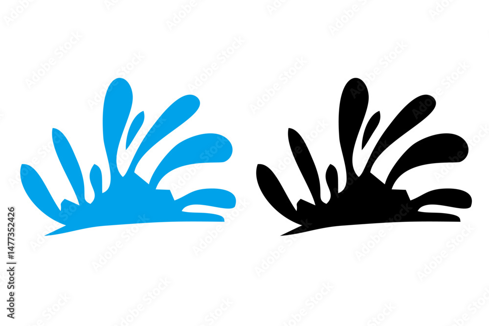 Splash water vector black and blue set icon. Fresh droplet isolated black and blue set icon. Vector illustration splash water on white background Splash water vector black and blue set icon. Fresh droplet isolated black and blue set icon. Vector illustration splash water on white background