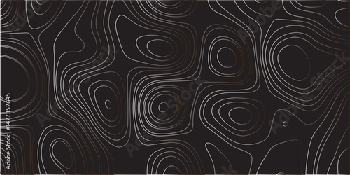 "Create a dark-themed abstract background featuring topographic contour lines. The lines should flow smoothly with organic curves, forming layered patterns over a deep black or charcoal surface. The d