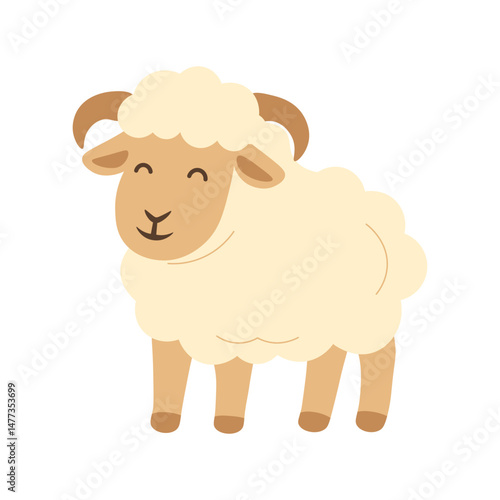 Cute Sheep Vector Illustration for Eid al-Adha or Qurban Animal