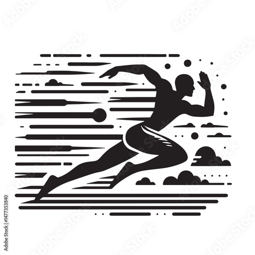 Decathlon Silhouette line art vector illustration on white background