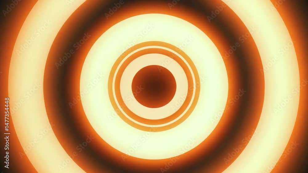 Abstract Concentric Rings Glowing with Warm Light Animated Tunnel