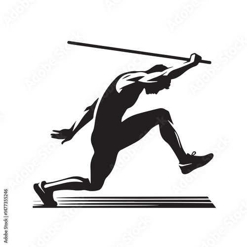 Decathlon Silhouette line art vector illustration on white background