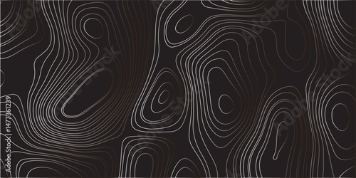 "Create a dark-themed abstract background featuring topographic contour lines. The lines should flow smoothly with organic curves, forming layered patterns over a deep black or charcoal surface. The d