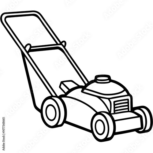 Lawn Mower Silhouette Vector – Black on White