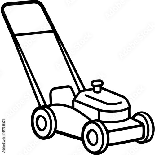 Lawn Mower Silhouette Vector – Black on White