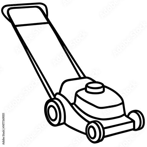 Lawn Mower Silhouette Vector – Black on White