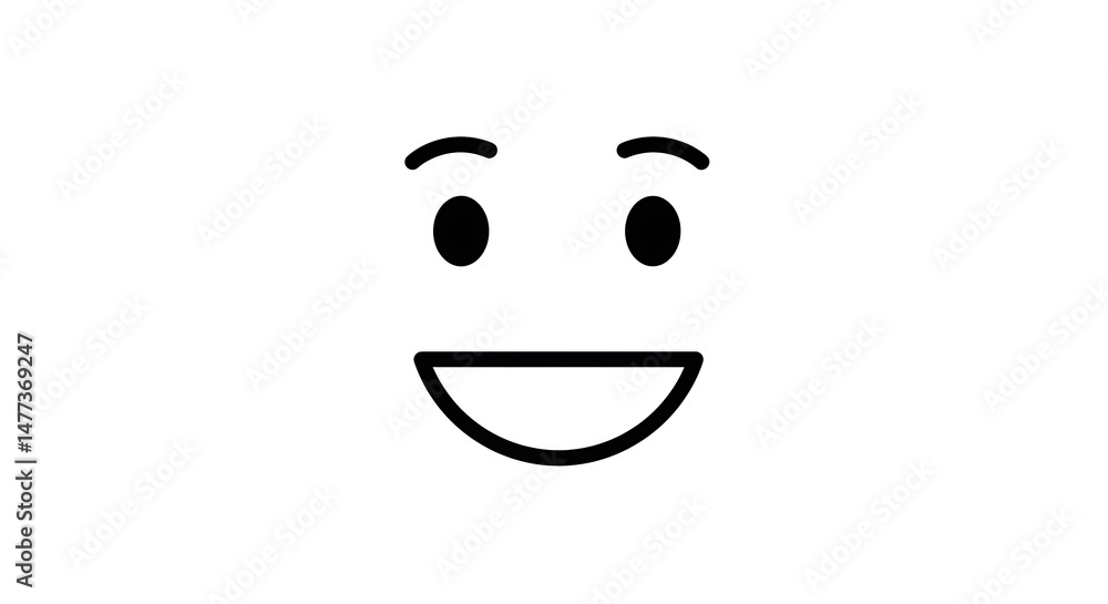 Fototapeta premium Smiling Face Icon Simple Expression Line Art Design