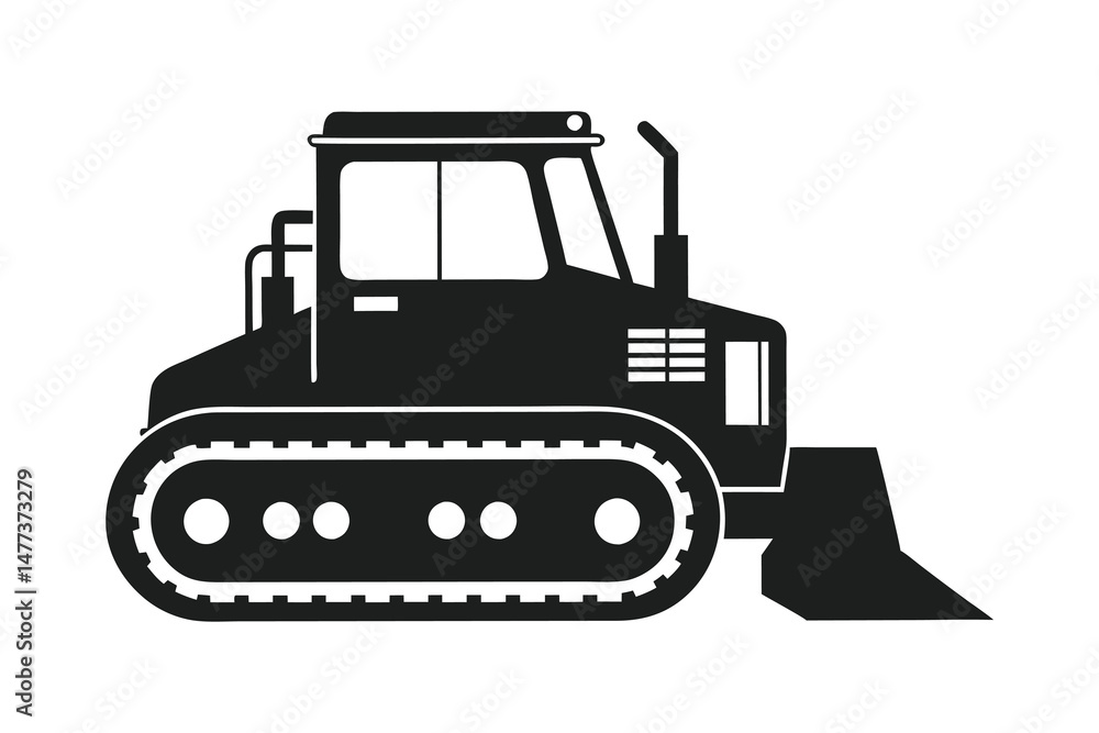 Bulldozer construction and heavy machinery elements isolated on white background Bulldozer construction and heavy machinery elements isolated on white background