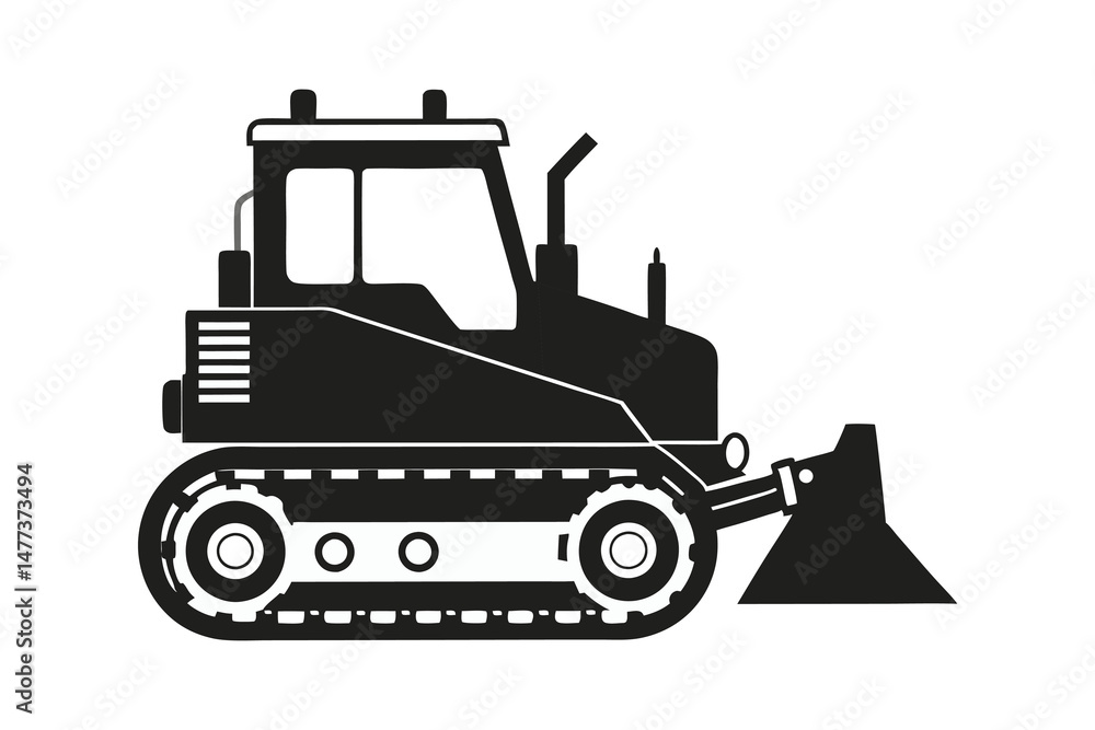 Bulldozer construction and heavy machinery elements isolated on white background Bulldozer construction and heavy machinery elements isolated on white background