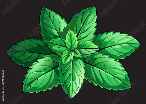 Fresh Green Mint Leaves Illustration for Design
