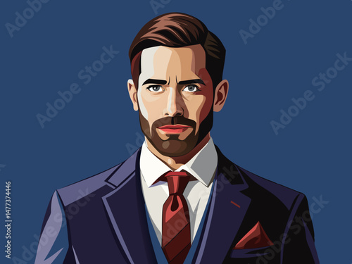 Portrait of a Handsome Man in a Stylish Suit