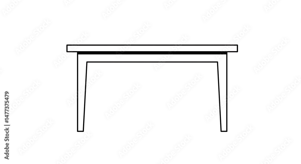 Simple Table Illustration with Rectangular Top and Straight Legs Simple Table Illustration with Rectangular Top and Straight Legs