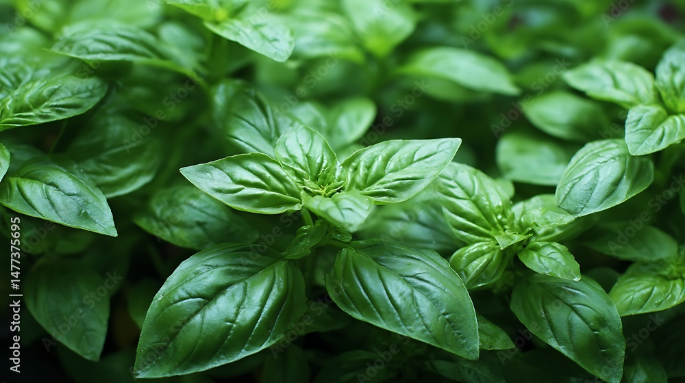 Top, down picture of genovese basil plants, basil, ocimum basilicum, also called sweet basil, is a tender plant, and is used in cuisines worldwide Top, down picture of genovese basil plants, basil, ocimum basilicum, also called sweet basil, is a tender plant, and is used in cuisines worldwide