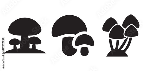 Mushroom Icon Collection. Mushroom Spore Illustration. Cultivated Plants.