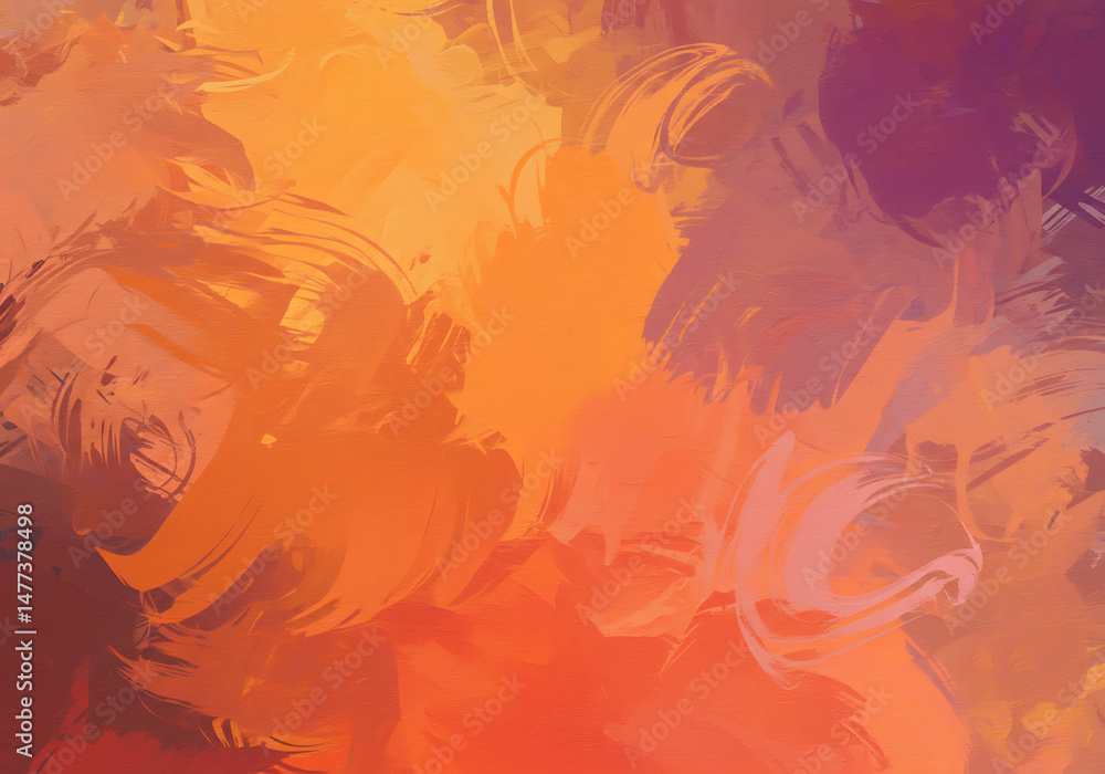 Obraz premium Abstract Brushstrokes in Warm Hues Evoking Energy and Movement