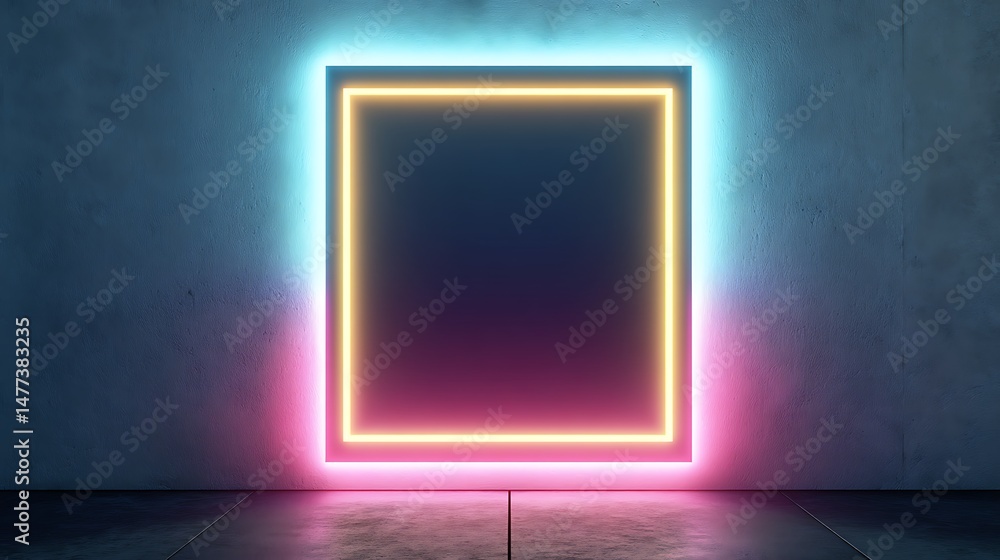 Square rectangle picture frame with two tone neon Square rectangle picture frame with two tone neon