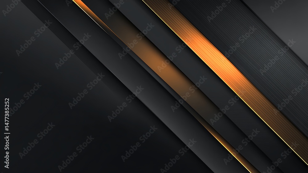 Sleek black background with slanting lines and abstract geometric form Sleek black background with slanting lines and abstract geometric form