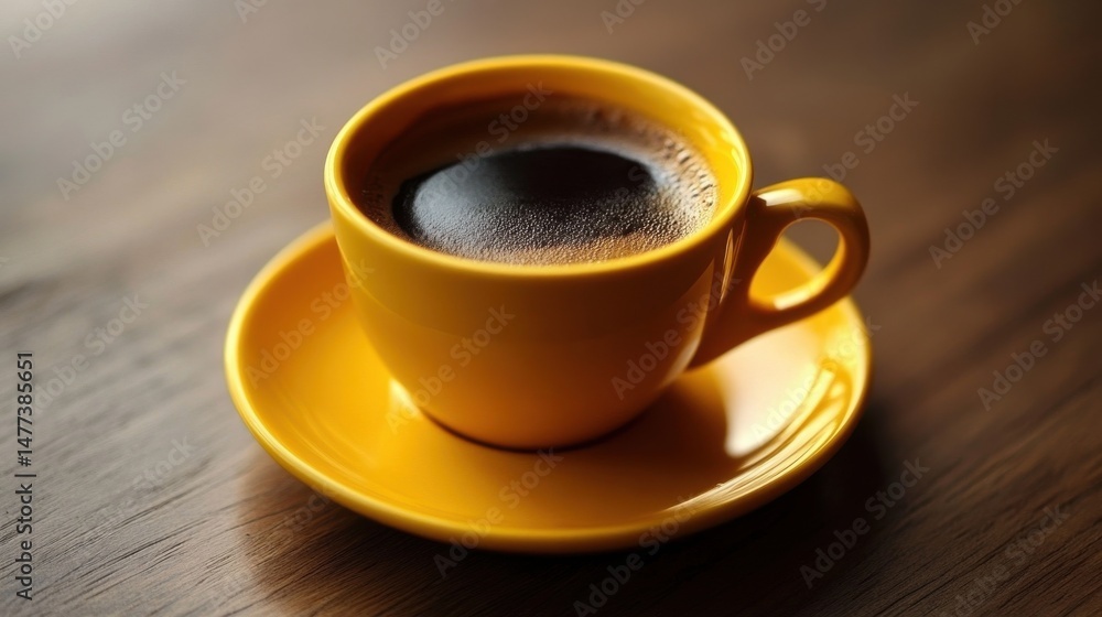 A cup of coffee with latte art on a wooden table. A cup of coffee with latte art on a wooden table.
