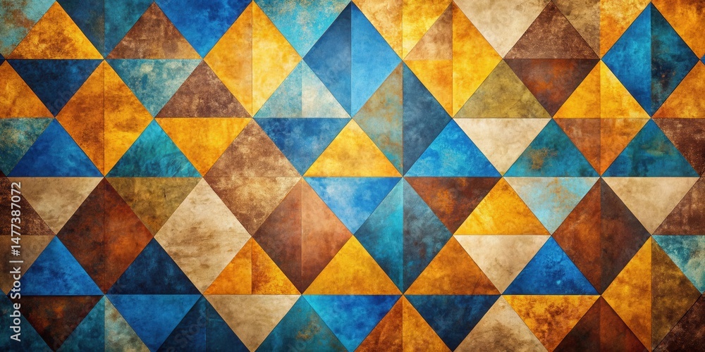 Abstract Geometric Triangular Pattern with Earthy Tones and Textured Surface Abstract Geometric Triangular Pattern with Earthy Tones and Textured Surface