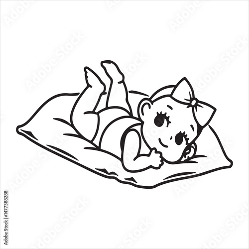 Cute Baby Girl Smiling with Bow and Blanket