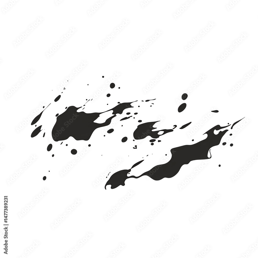 Obraz premium Dynamic black ink splatter on transparency background creates abstract and artistic effect, perfect for creative projects or backgrounds. splatter pattern adds sense of movement and energy