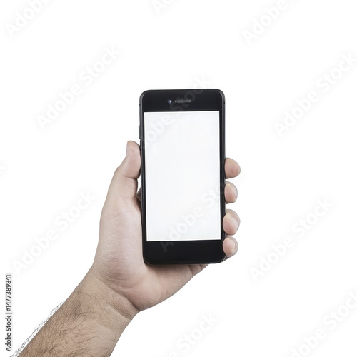Wallpaper Mural Hand holding smartphone with blank screen, isolated on transparency background. image focuses on device, highlighting its touchscreen and modern design Torontodigital.ca