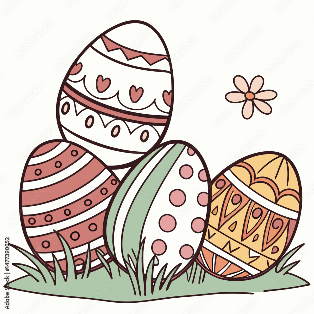 Fototapeta premium Variety easter eggs set vector image (33).eps