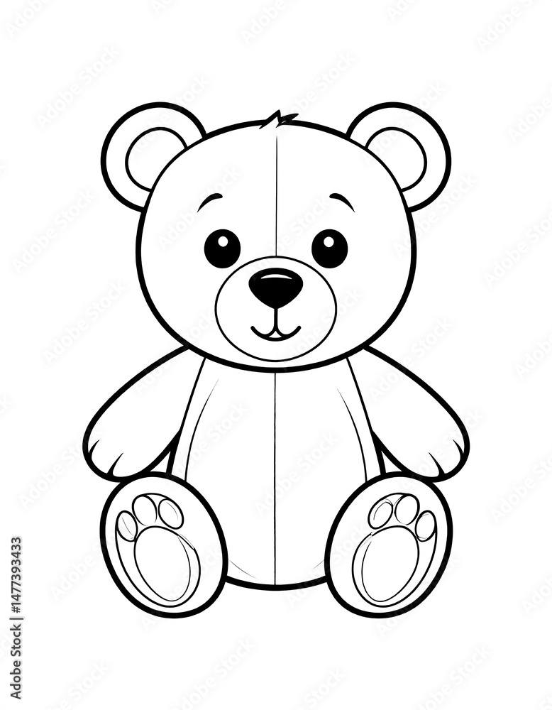 simple white and black coloring book a cute teddy bear, bold simple line simple white and black coloring book a cute teddy bear, bold simple line
