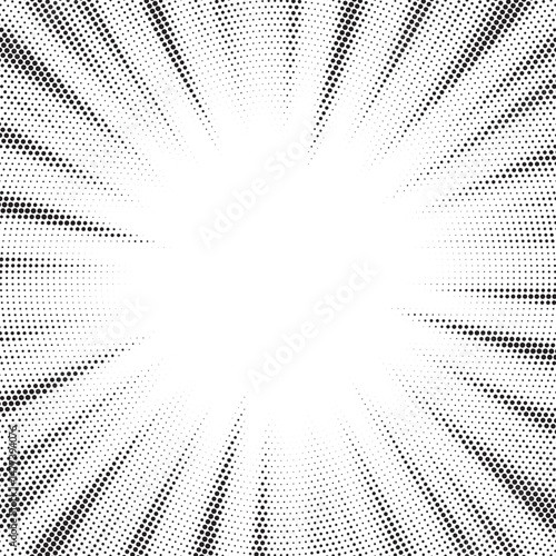 Halftone texture dot radial background, cartoon comic retro pop art dot border, halftone shadow