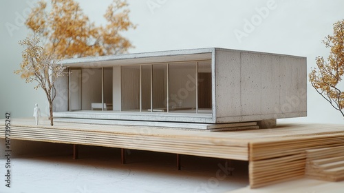 Concrete Slab House Over Wooden Deck