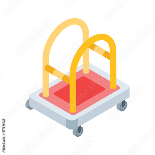 A isometric style icon showing hotel luggage cart