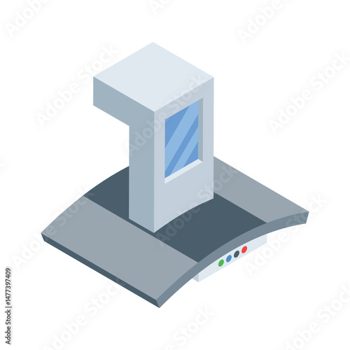 A captivating isometric icon of protective smoke hood