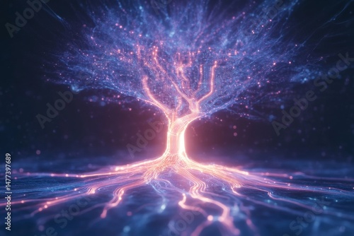 Wallpaper Mural Conceptual representation of ai ethics with futuristic glowing digital tree Torontodigital.ca